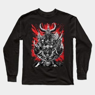 Evil Samurai Warriors Ink style Long Sleeve T-Shirt